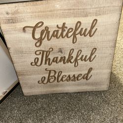 Solid Wood Picture Grateful Thankful Blessed