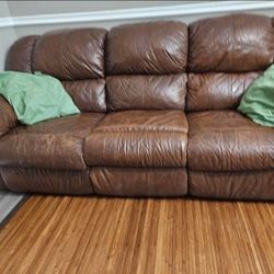 Leather Sofa with Feet Rest 