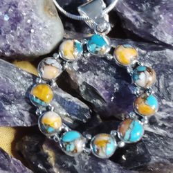 GORGEOUS AND NATURAL, MULTI SANTA FE, MOJAVE TURQUOISE PENT. 18" /925