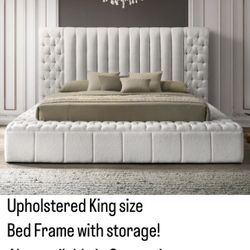 Upholstered King Size Bed Frame. $53 Down Payment 