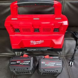 Milwaukee M18 FORGE Starter Kit with Two 12.0 Battery Packs and PACKOUT 6-Port 6 Bay Rapid Charger