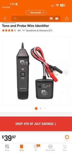 IDEAL 62-144 Tone and Probe Wire Identifier