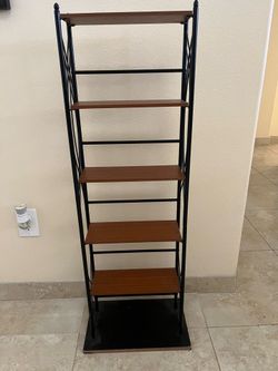Small but sturdy wood & metal storage unit