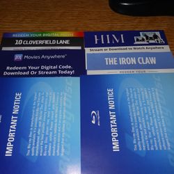 4k & Blu Ray Digital Codes 4k Code -10 Cloverfield Lane Blu Ray Digital Codes The Iron Claw-predator Badlands And Him I Have More 4k &and Blu Ray Code