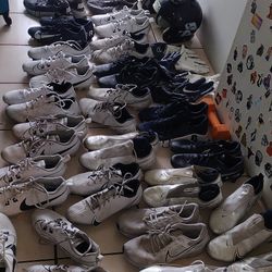 Baseball Cleats 30 Pair Total Plus Gloves And Helmet