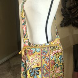 vera bradley provencal yellow floral crossbody bag purse adjustable strap