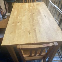Sturdy Wooden Table with 2 Chairs 