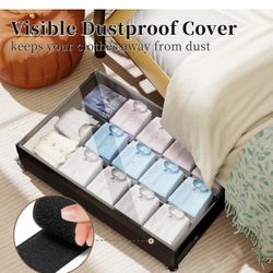 Under Bed Storage Containers with Wheels 2 Pack Underbed Shoe Storage Bedroom Storage Bins Organizer Large Capacity Under Bed Storage with Lid for Clo