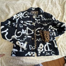 Graffiti D & G jacket w/quilted leopard lining