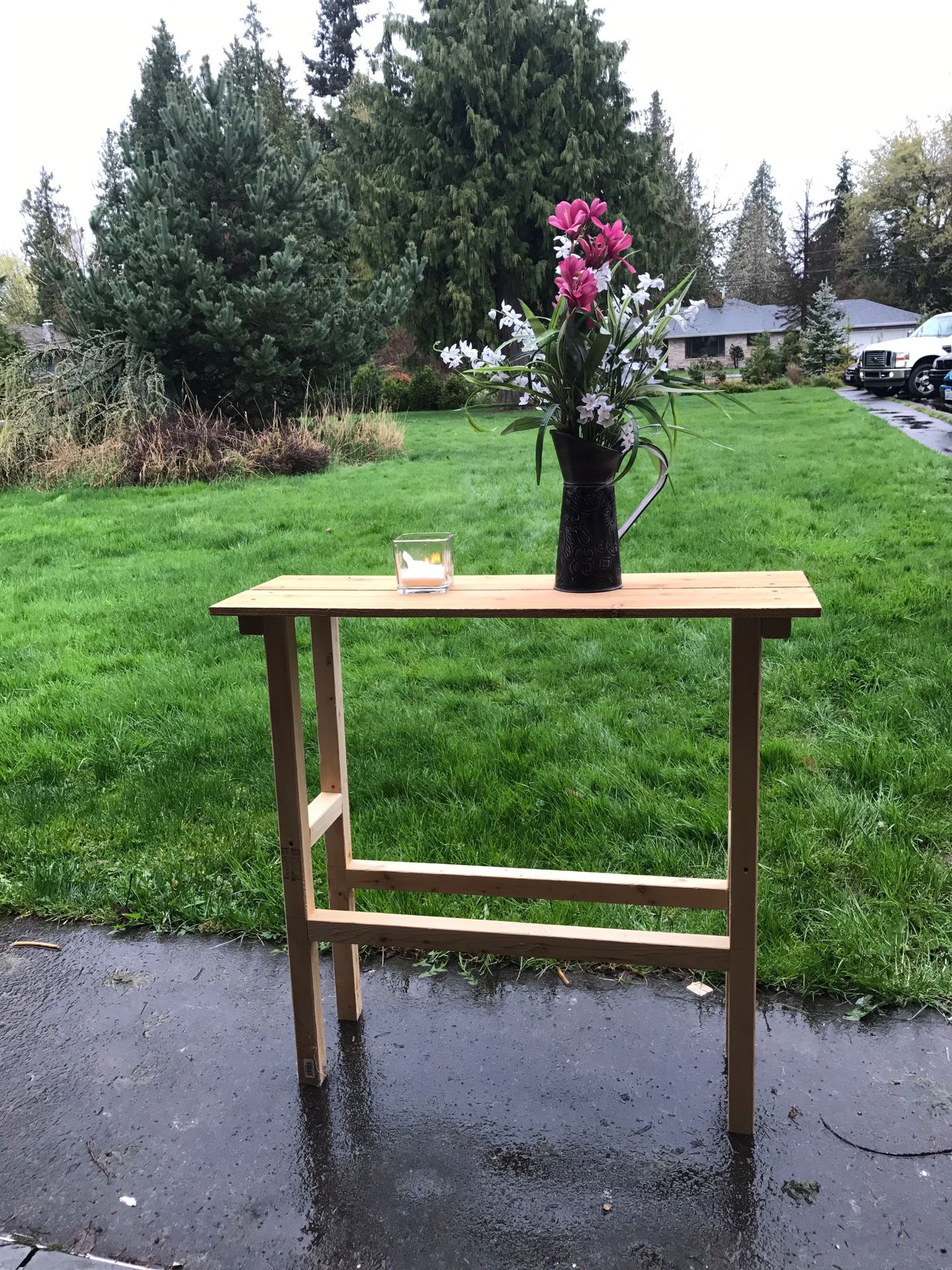 Beautiful, wooden custom handmade End-table /bookshelf
