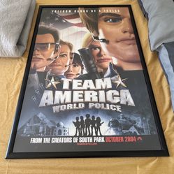 Team America World Police 2004 Original Double Sided 27x40 Front Framed Movie Poster