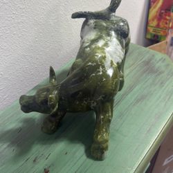 Antique Chinese Stone Jade Bull 11” Heavy 