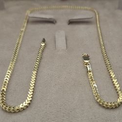 Semi Solid Franco Chain 22" 3MM Gold Over Silver 