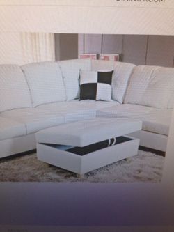 WHITE BONDED LEATHER SOFA SECTIONAL NEW,DELIVERY AVAILABLE
