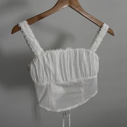 Nasty Gal White Lace-Up Top