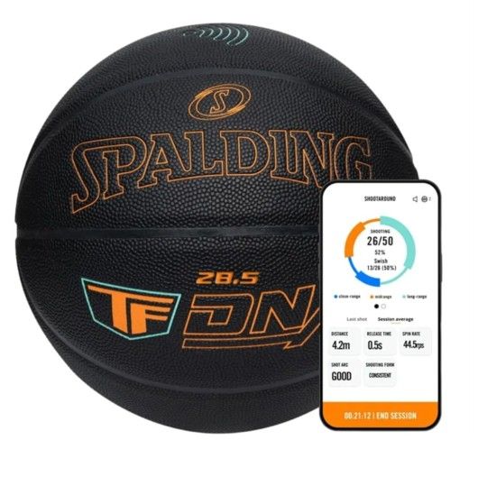 Spalding TF DNA Smart Basketball + 1 Yr App Subscription Bundle I iOS Compatible Only I All Surface Material