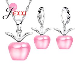 Sterling Silver Apple necklace earring set