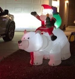 Santa Riding Polar Bear Christmas Inflatable