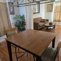 Small Wood Kitchen Table-w/Beautiful Black Legs With Two Chairs