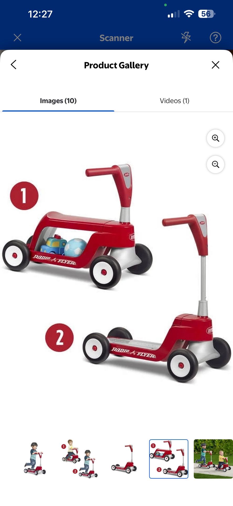 Radio Flyer Scoot 2 Scooter 2-in-1 Ride-On and Push Scooter