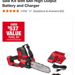 Milwaukee M18 FUEL 8 in. 18V Lithium-Ion Brushless HATCHET Pruning Saw Kit with 6Ah High Output Battery and Charger