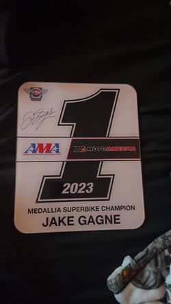 Jake Gagne 2023 MotoAmerica Superbike Champion Signed Plaque