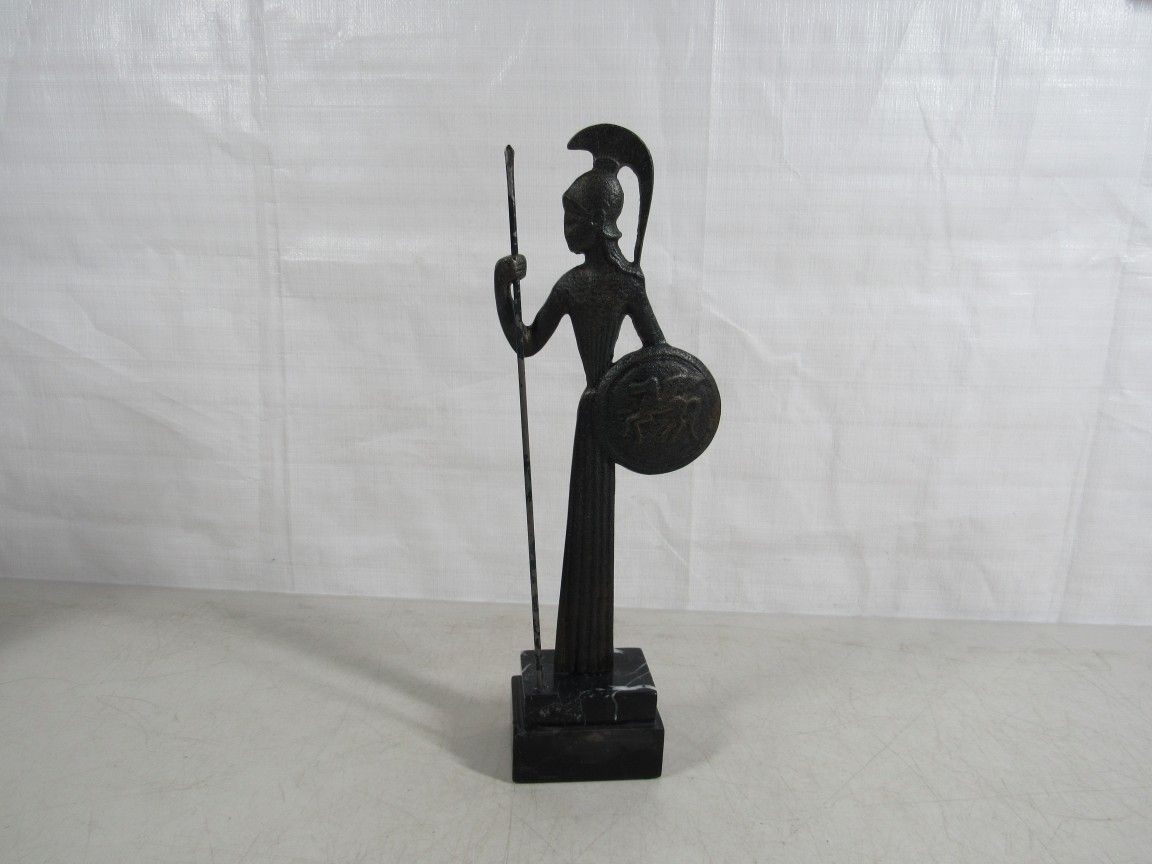 Athena Minerva Goddess Of Wisdom Cast Iron Statue With Pegasus Shield