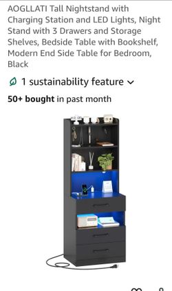 Tall nightstand with charging station