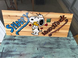 Hand painted Snoopy and Woodstock wall decor