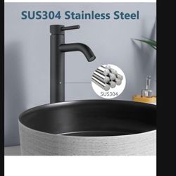 Sink Faucet Tall Bathroom Sink Faucet Single Hole Bathroom Faucet Round Body  Black And  Nickel F7