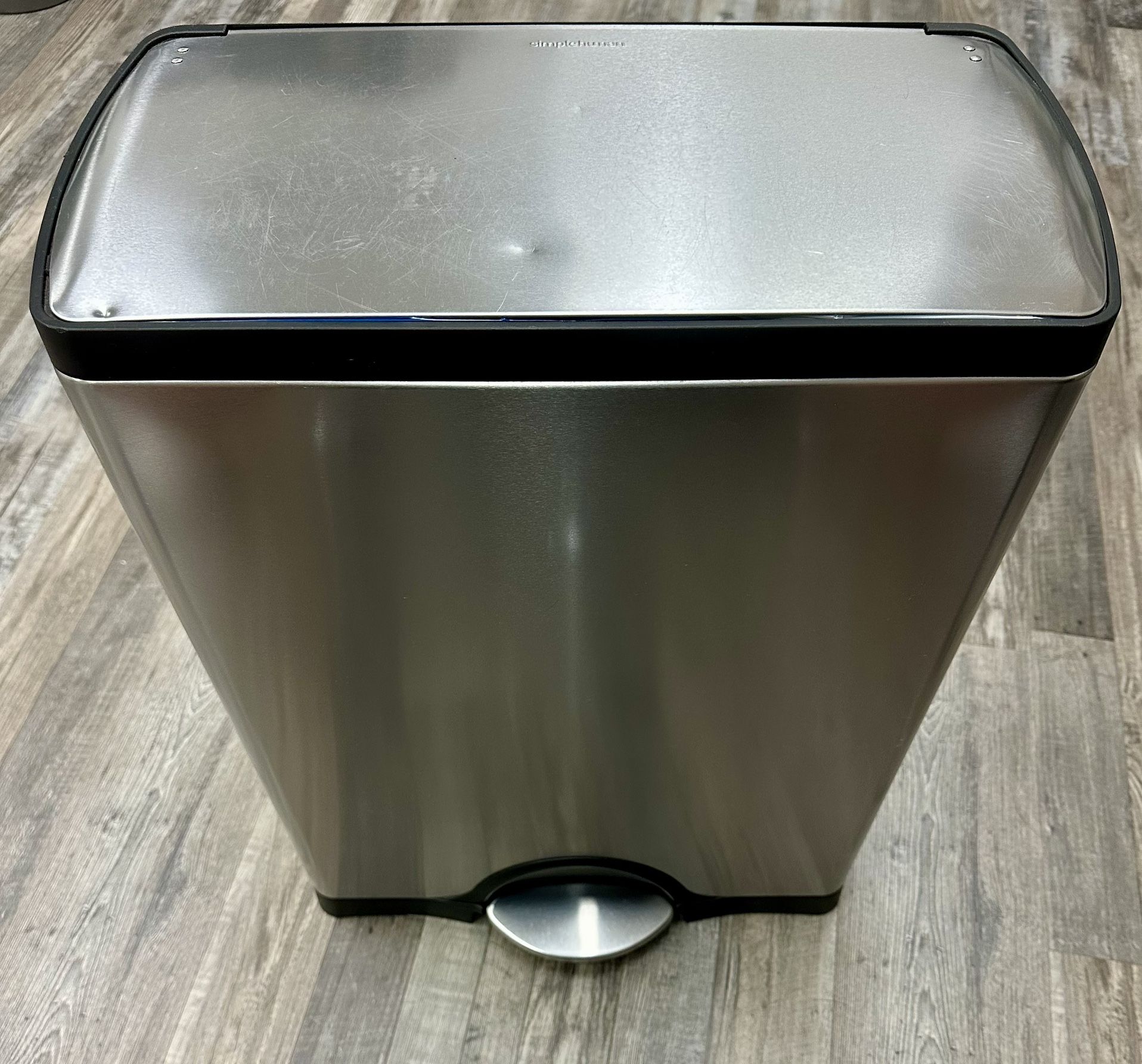 simplehuman 46L Dual Compartment Kitchen Step Trash Can & Recycler - Stainless Steel