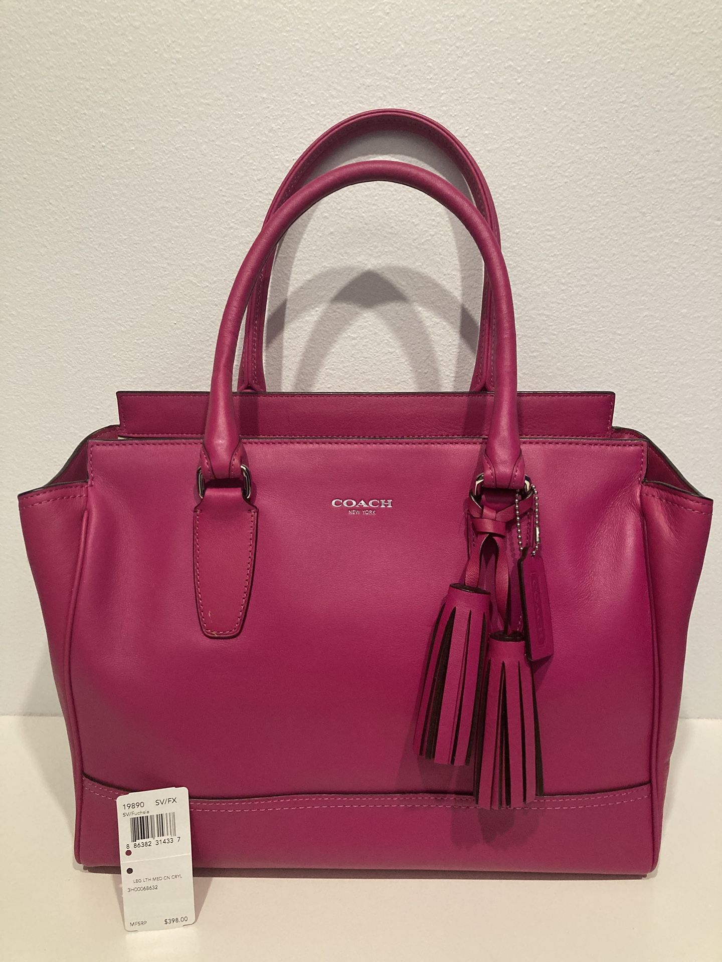 Coach Leather Candace Legacy Carryall Bag Fuchsia Like New