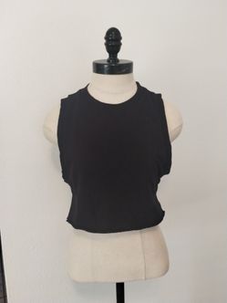 H&M Sport Tank Top Womens Medium Black Seamless Racerback Crop Gym Shirt