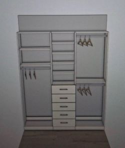 68-72” reach in closet with 5 drawers