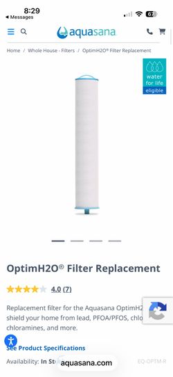 Aquasana OptimH2O filter replacement