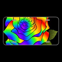 License Plate Novelty Car Front Rosa Flower Rainbow Psychedelic Pink