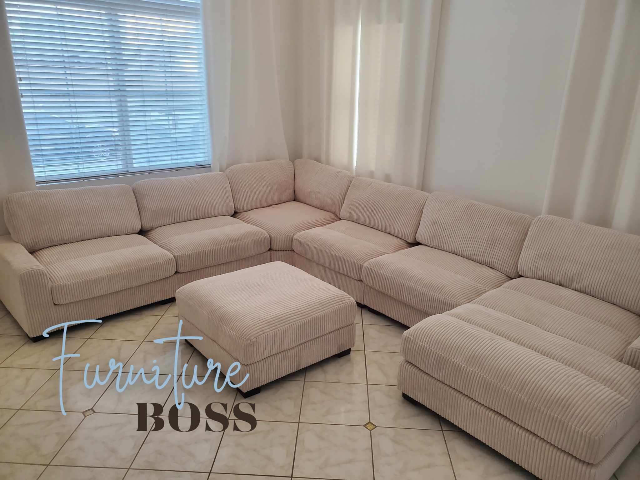 Sectional Sofa Extra Large Soft Corduroy Fabric & Oversized Chaise