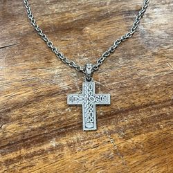 John Hardy Sterling Cross Pendant And Necklace Rare 