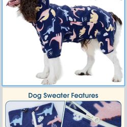 Dog Clothes Large Sized Pajamas, Pet Windproof Warm Cold Weather Jacket Vest with Reflective Zipper,