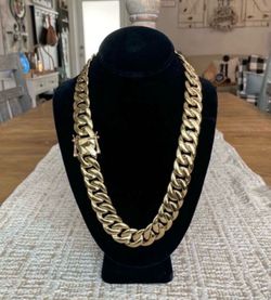 22mm Cuban Link Gold Plated Necklace 24”