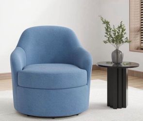 360° Swivel Accent Chair with Washable Detachable Cover, Modern Upholstered Textile Barrel Chair for