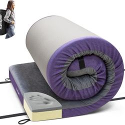 Sersper 4 Inch Bamboo Charcoal Memory Foam Camping Mattress, CertiPUR-US Sleeping Pad, Portable Roll-Up Sleeping Mat for Travel, Car Camping, Twin Siz