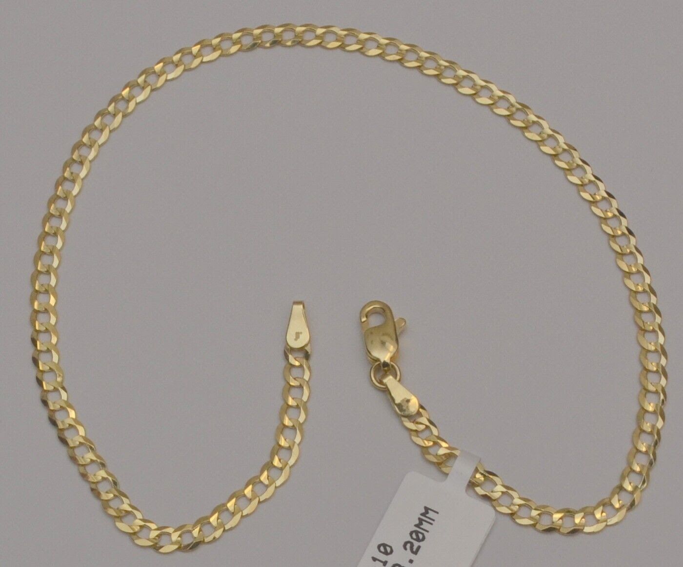 Gold chain 10k solid yellow cuban curb link anklet bracelet 10 in 3.2 mm 3.0 gr