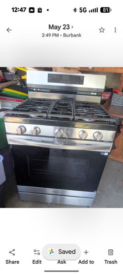 Samsung Smart stove with air fryer. Only a year old is like brand new has been stored in my garage since March.