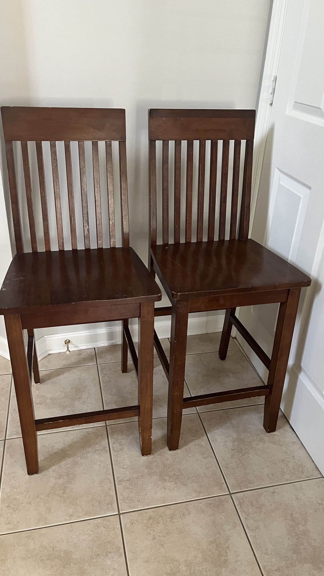 Pair of Wooden Counter Height Chairs