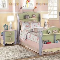 Bed With Box With Matres And Night Stand 