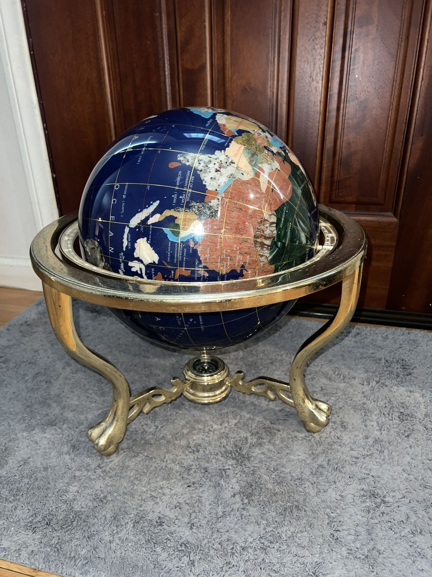 STONE GLOBE WORLD WITH STAND