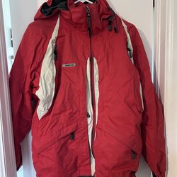 Dynastar Ski Jacket Men's Large Red and White Size Large Lots Pockets