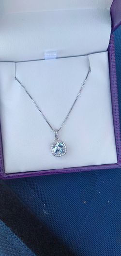 Silver blue gem necklace