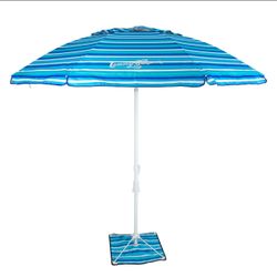 Tommy Bahama 7' ANCHORX Adjustable Beach Umbrella Base System with Sand Anchor and Carrying Bag, SPF 50+ Protection Portable Outdoor Market Umbrella, 